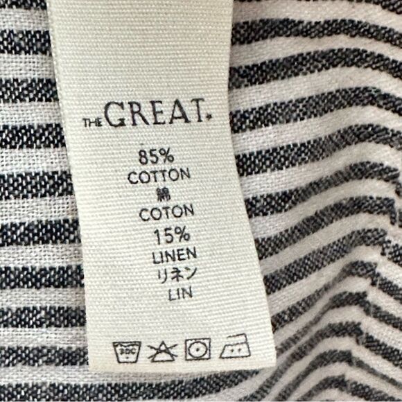 The Great Striped Embroidered Linen Blend Mini Dress | M - Picture 5 of 9